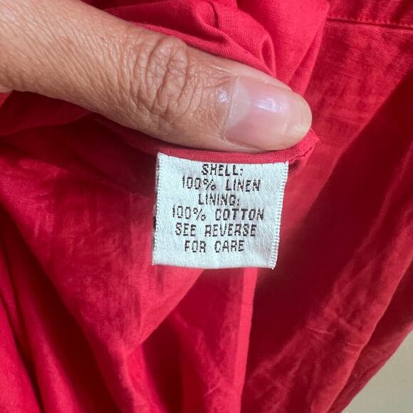 TALBOTS Red 100% Linen A-Line Sleeveless Boho Midi Dress Plus Size 16 - Picture 7 of 8